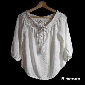 Lascana for Venus 3/4 Sleeve Crop Top with Lace-Up Ties Size Medium